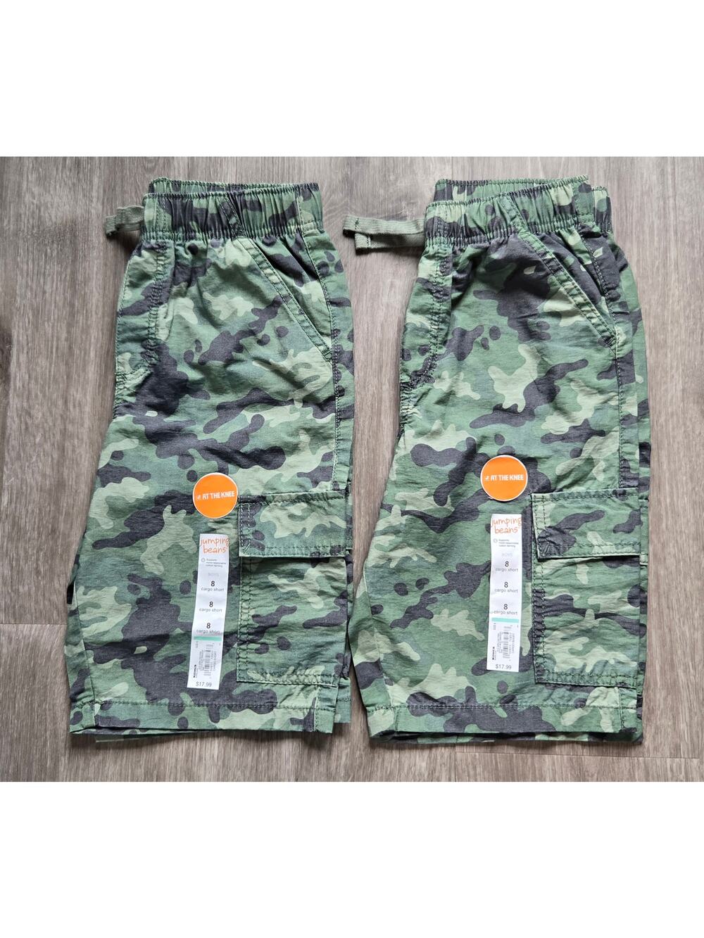 NEW Size 8 Boy Camo Short Lot of 2 At the Knee Elastic Waist Jumping Beans